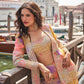 Anaita Peach Chinon Silk Unstitched 3 Piece Set With Embroidery Work