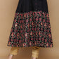 Juniper Women Black Chanderi Silk Printed Anarkali Kurta | Swadesiicart