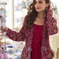 Anaita Maroon Silk Stitched Suit With Embroidery Work