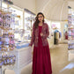 Anaita Maroon Silk Stitched Suit With Embroidery Work