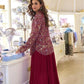 Anaita Maroon Silk Stitched Suit With Embroidery Work