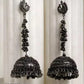 Tehzeeb Creations Women's Black Colour Oxidised Peacock Design Earrings | Swadesiicart