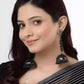 Tehzeeb Creations Women's Black Colour Oxidised Peacock Design Earrings | Swadesiicart