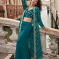 Anaita Emerald Chinon Silk Stitched Shrug Suit With Embroidery Sequence Work