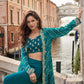 Anaita Emerald Chinon Silk Stitched Shrug Suit With Embroidery Sequence Work