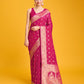Monjolika Fashion Blushing Magenta Banarasi Satin Zari Woven Work Enhanced Elegance Silk Saree | Swadesiicart