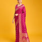 Monjolika Fashion Blushing Magenta Banarasi Satin Zari Woven Work Enhanced Elegance Silk Saree | Swadesiicart