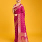 Monjolika Fashion Blushing Magenta Banarasi Satin Zari Woven Work Enhanced Elegance Silk Saree | Swadesiicart