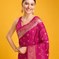 Monjolika Fashion Blushing Magenta Banarasi Satin Zari Woven Work Enhanced Elegance Silk Saree | Swadesiicart