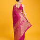 Monjolika Fashion Blushing Magenta Banarasi Satin Zari Woven Work Enhanced Elegance Silk Saree | Swadesiicart