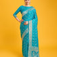 Monjolika Fashion Blushing Cyan Color Banarasi Satin Zari Woven Work Enhanced Elegance Silk Saree | Swadesiicart