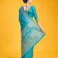 Monjolika Fashion Blushing Cyan Color Banarasi Satin Zari Woven Work Enhanced Elegance Silk Saree | Swadesiicart