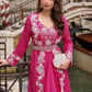 Anaita Magenta Chinon Silk Stitched Shrug Suit With Embroidery Sequence Work