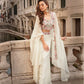 Anaita White Chinon Silk Stitched Shrug Suit With Embroidery Sequence Work