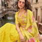 Anaita Yellow Chinon Silk Stitched Shrug Suit With Embroidery Sequence Work