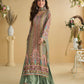Anaita Green Crepe Stitched Suit With Digital Printed Work