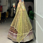 Lorenvalley Brown Chinon Digital Print with Embroidery Sequins Work Lehenga Choli with Dupatta | Swadesiicart