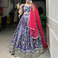 Lorenvalley Lavender Chinon Digital Print with Embroidery Sequins Work Lehenga Choli with Dupatta | Swadesiicart