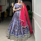 Lorenvalley Lavender Chinon Digital Print with Embroidery Sequins Work Lehenga Choli with Dupatta | Swadesiicart