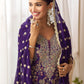 Anaita Navy Real Georgette Stitched Suit With Sequence & Diamond Work