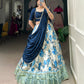 Lorenvalley Blue and White Dola Silk Floral Print And Zari Weaving Work With Lace Touch Up Lehenga Choli | Swadesiicart