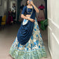 Lorenvalley Blue and White Dola Silk Floral Print And Zari Weaving Work With Lace Touch Up Lehenga Choli | Swadesiicart