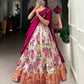 Lorenvalley Ranipink and White Dola Silk Floral Print And Zari Weaving Work With Lace Touch Up Lehenga Choli | Swadesiicart