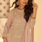 Anaita Peach Georgette Stitched Suit With Embroidery & Beads Work