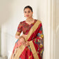 Lorenvalley Cream Dola Silk Kalamkari Print With Weaving Border Lehenga Choli | Swadesiicart