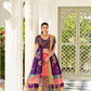 Lorenvalley Peach Dola Silk Kalamkari Print With Weaving Border Lehenga Choli | Swadesiicart