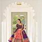 Lorenvalley Peach Dola Silk Kalamkari Print With Weaving Border Lehenga Choli | Swadesiicart