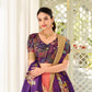 Lorenvalley Peach Dola Silk Kalamkari Print With Weaving Border Lehenga Choli | Swadesiicart