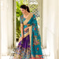 Lorenvalley Purple Dola Silk Kalamkari Print With Weaving Border Lehenga Choli | Swadesiicart