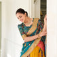 Lorenvalley Yellow Dola Silk Kalamkari Print With Weaving Border Lehenga Choli - Swadesiicart