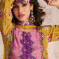 Anaita Yellow Crepe Stitched Sharara Suit With Hand Mirror Work