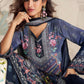 Anaita Navy Blue Crepe Stitched Sharara Suit With Hand Mirror Work