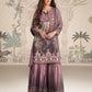 Anaita Purple Crepe Stitched Sharara Suit With Hand Mirror Work