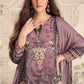 Anaita Purple Crepe Stitched Sharara Suit With Hand Mirror Work