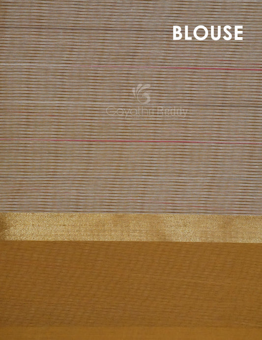 Dual Shade of Milk White And Light Brown Pure Mangalgiri Cotton By Gayathri Reddy Designer Studio | Swadesiicart