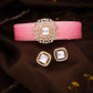 Tehzeeb Creations Brass Gold-Polished Gold, Pink, White Jewel Set - Swadesiicart