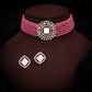 Tehzeeb Creations Brass Gold-Polished Gold, Pink, White Jewel Set - Swadesiicart