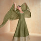 Anaita Olive Green Embroidered Viscose Jacquard Stitched Anarkali Suit