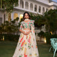 Lorenvalley Fashion Cream Georgette Floral Print With Lace Border Lehenga Choli with Dupatta - Swadesiicart