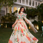 Lorenvalley Fashion Cream Georgette Floral Print With Lace Border Lehenga Choli with Dupatta - Swadesiicart