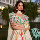 Lorenvalley Fashion Cream Georgette Floral Print With Lace Border Lehenga Choli with Dupatta - Swadesiicart