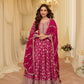 Anaita Pink Chinon Stitched Jacquard Anarkali Suit With Codding Dori & Sequence Work