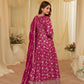 Anaita Pink Chinon Stitched Jacquard Anarkali Suit With Codding Dori & Sequence Work