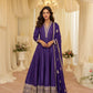 Anaita Purple Chinon Stitched Jacquard Anarkali Suit With Codding Dori & Sequence Work