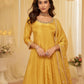 Anaita Yellow Chinon Stitched Jacquard Anarkali Suit With Codding Dori & Sequence Work