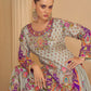 Anaita Blue Crepe Silk Stitched Suit with Digital Print & Zari Work